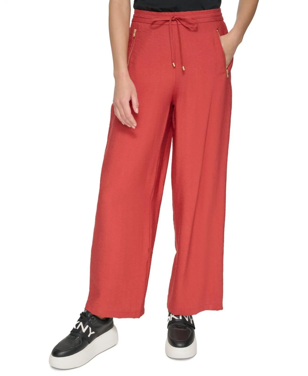 DKNY Women's Pull-On Drawstring Pants P3EKTS98 Red Ochre XL