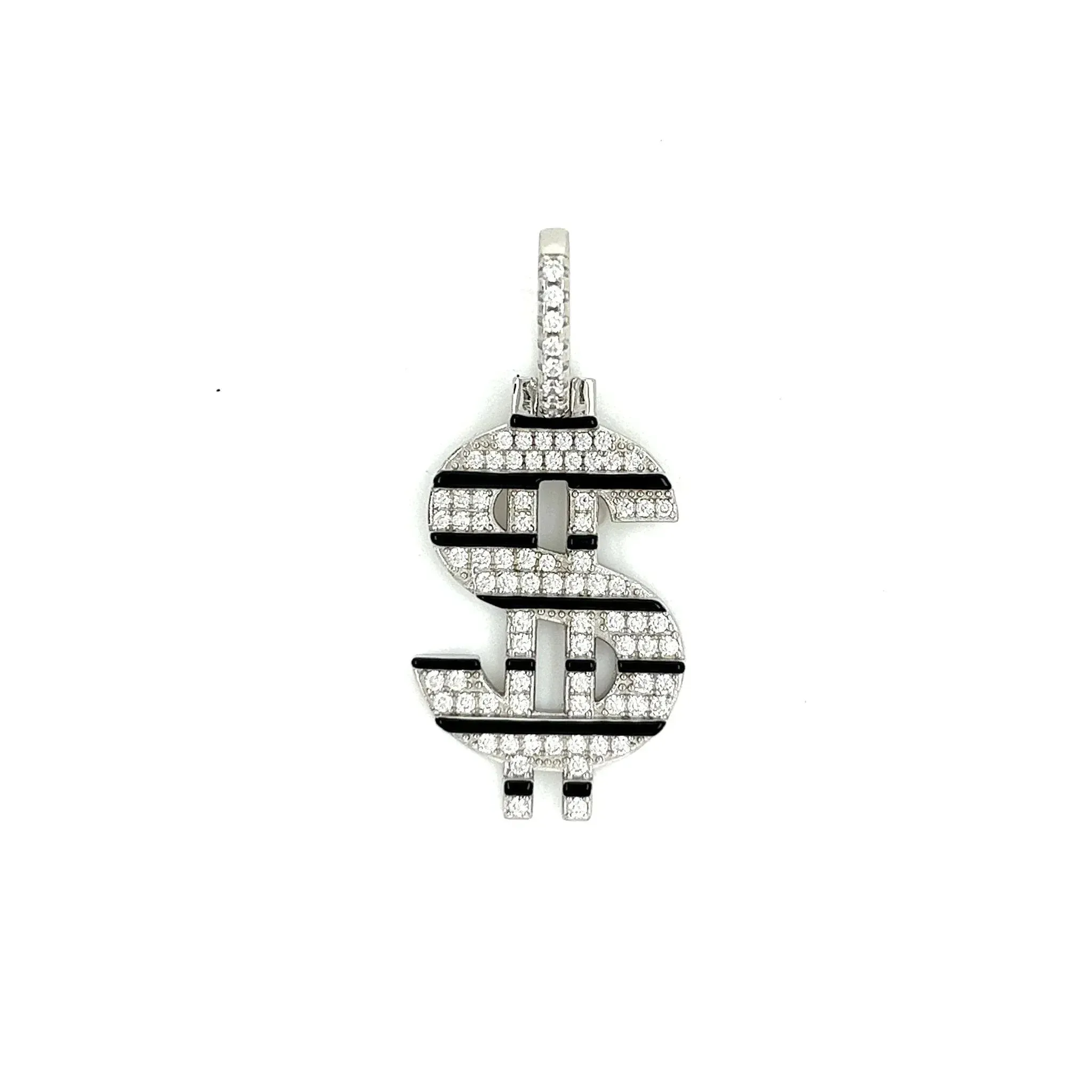 Dollar Sign $ Sterling Silver Charm Pendant - C407549