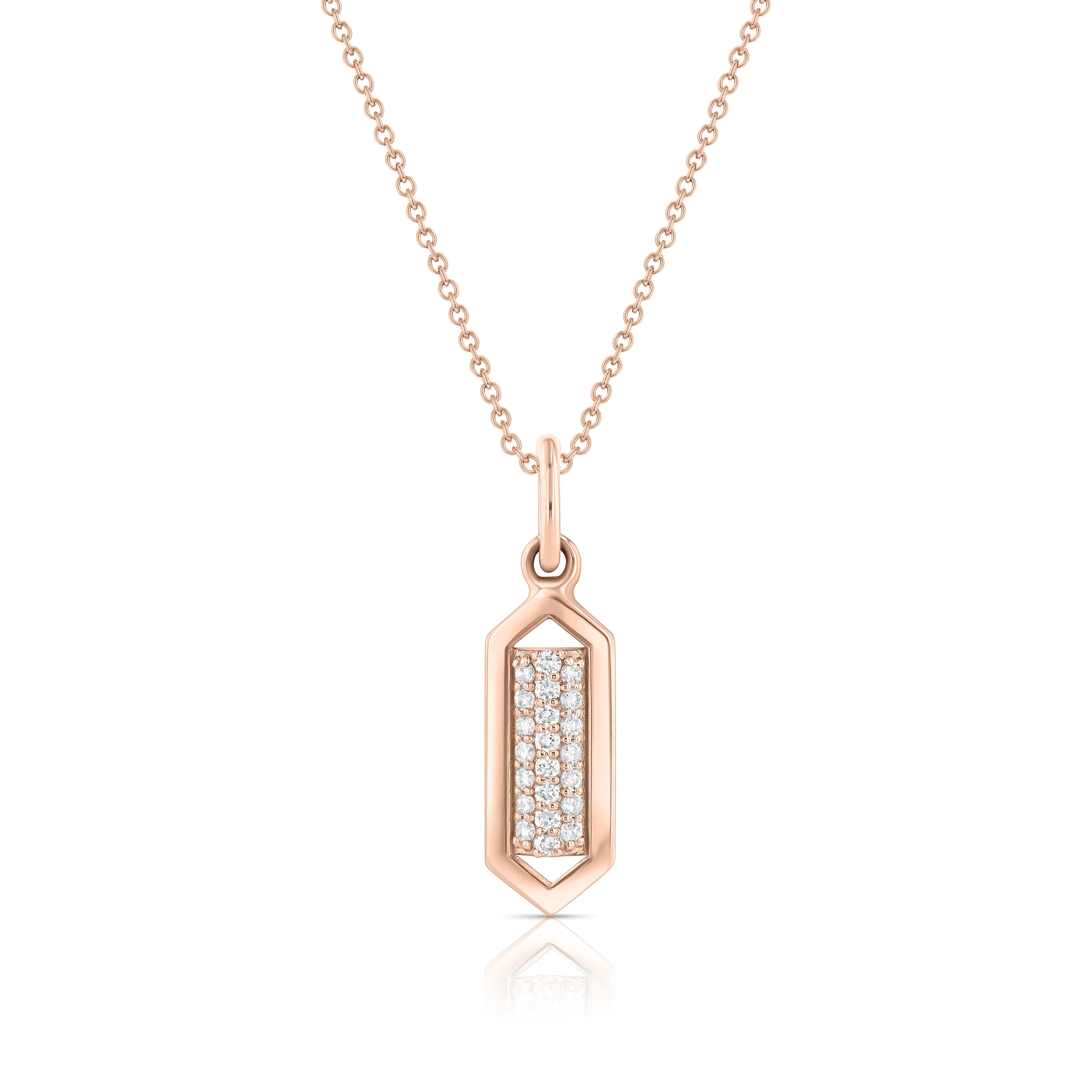 Domed Marquis Necklace | Rose Gold