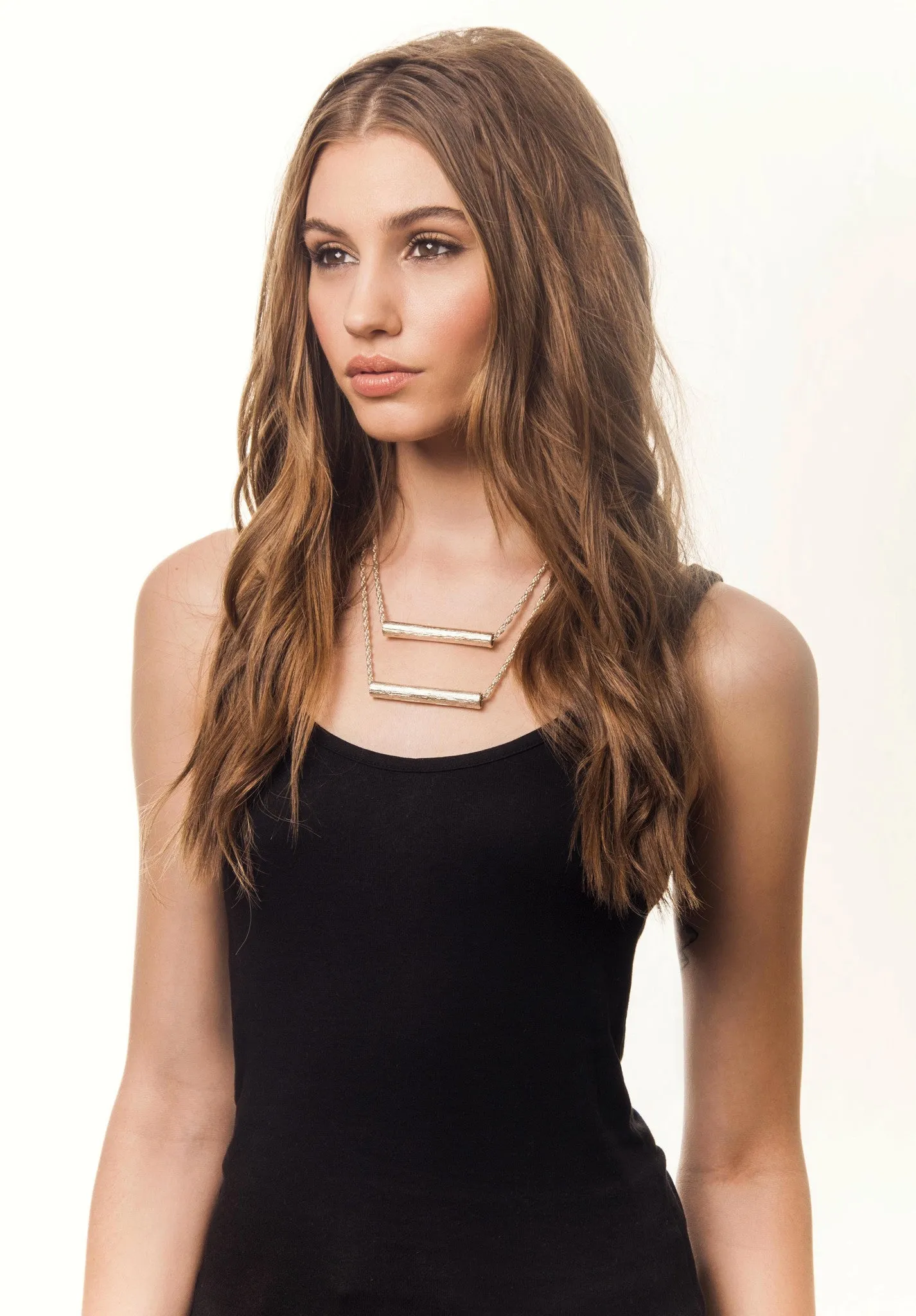Double Tube - Long Necklace | Silver Plated Brass
