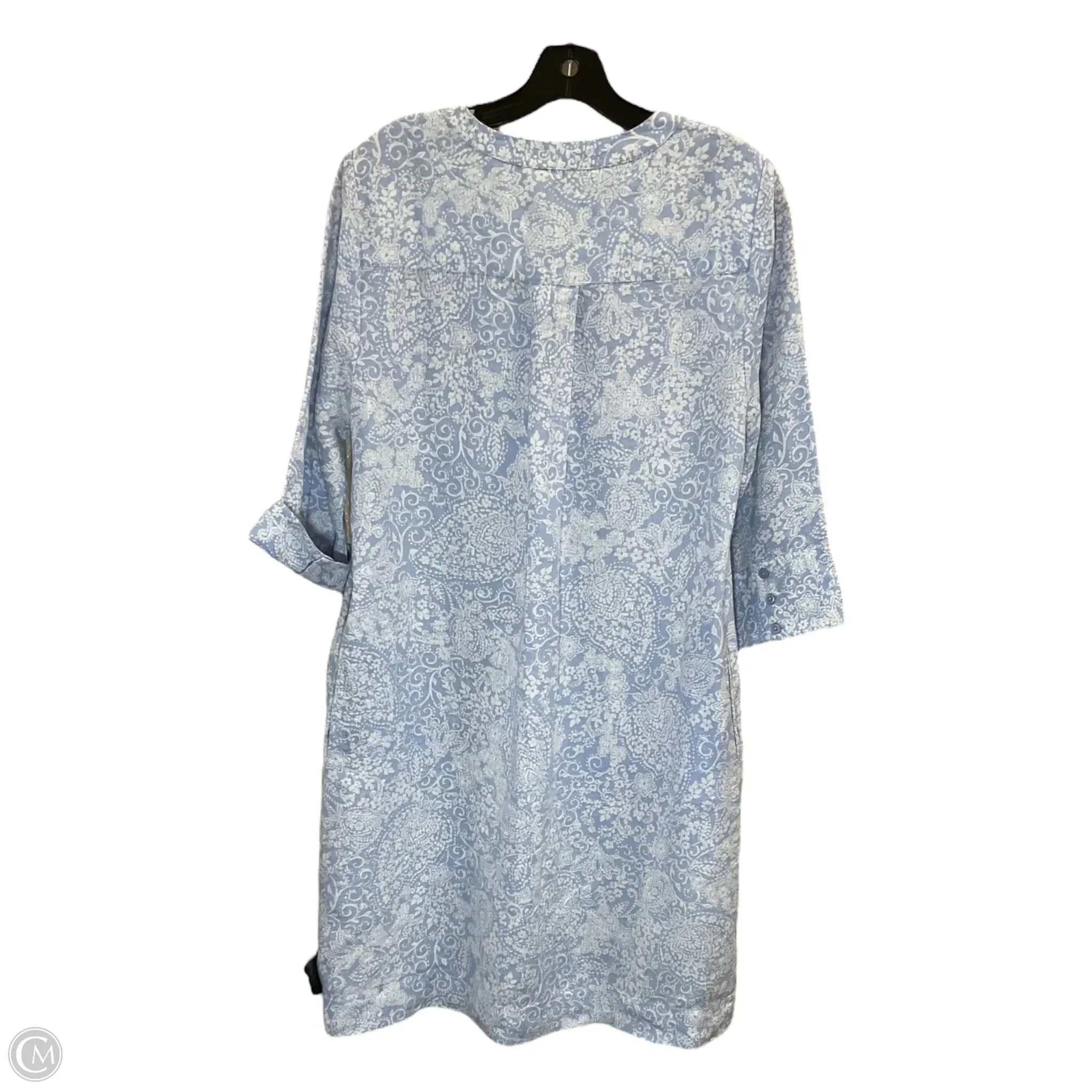 Dress Casual Midi By Chicos In Blue & White, Size: M