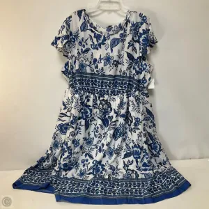 Dress Casual Midi By Clothes Mentor In Blue & Cream, Size: 26