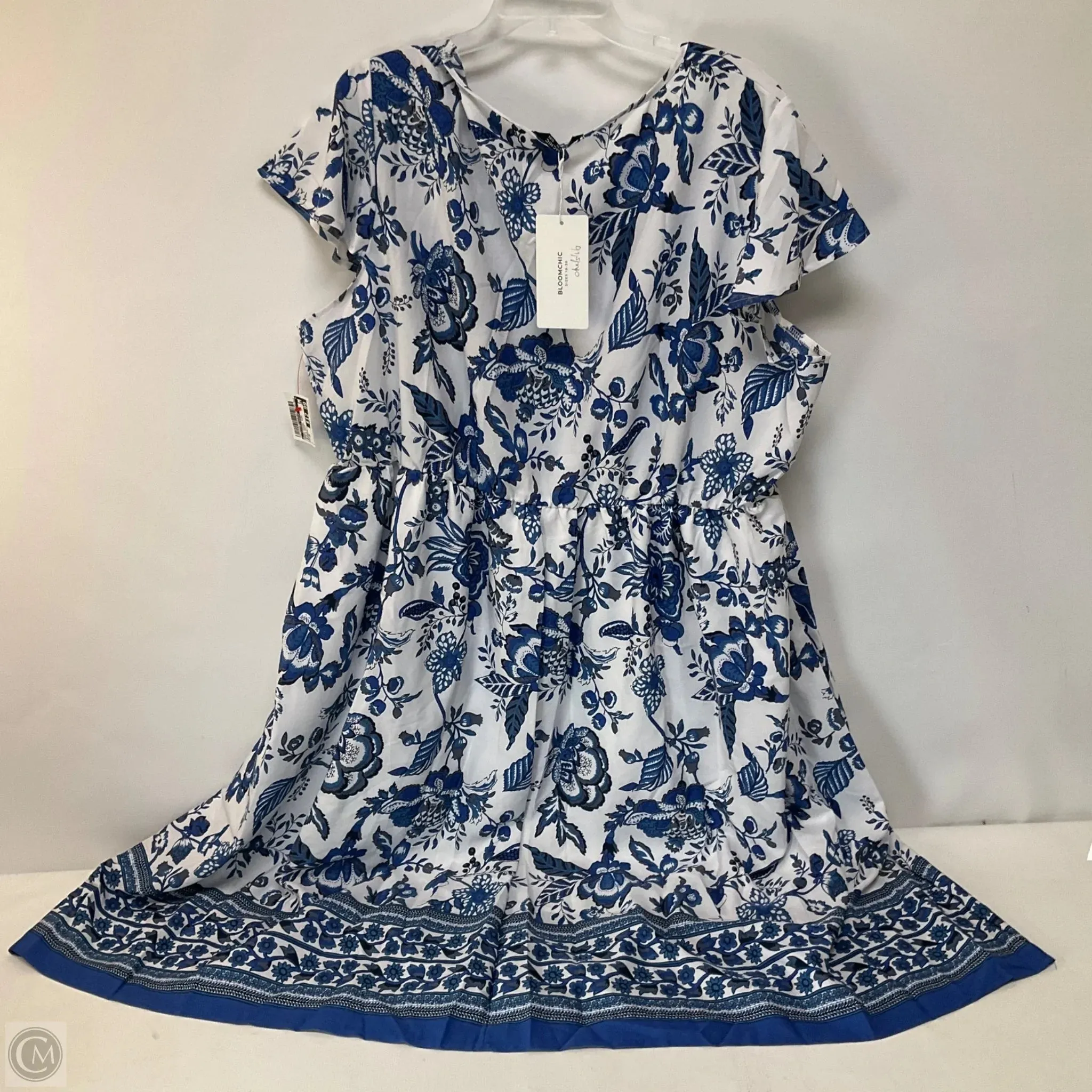 Dress Casual Midi By Clothes Mentor In Blue & Cream, Size: 26