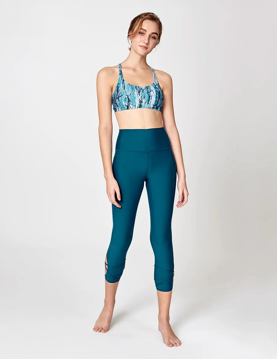easyoga LA-VEDA Lattice Cropped Tights - B31 Coral Blue