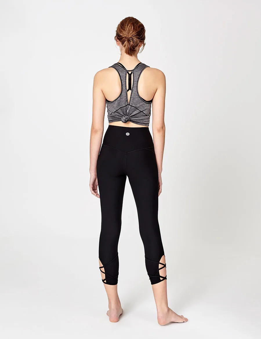 easyoga LA-VEDA Lattice Cropped Tights - L1 Black