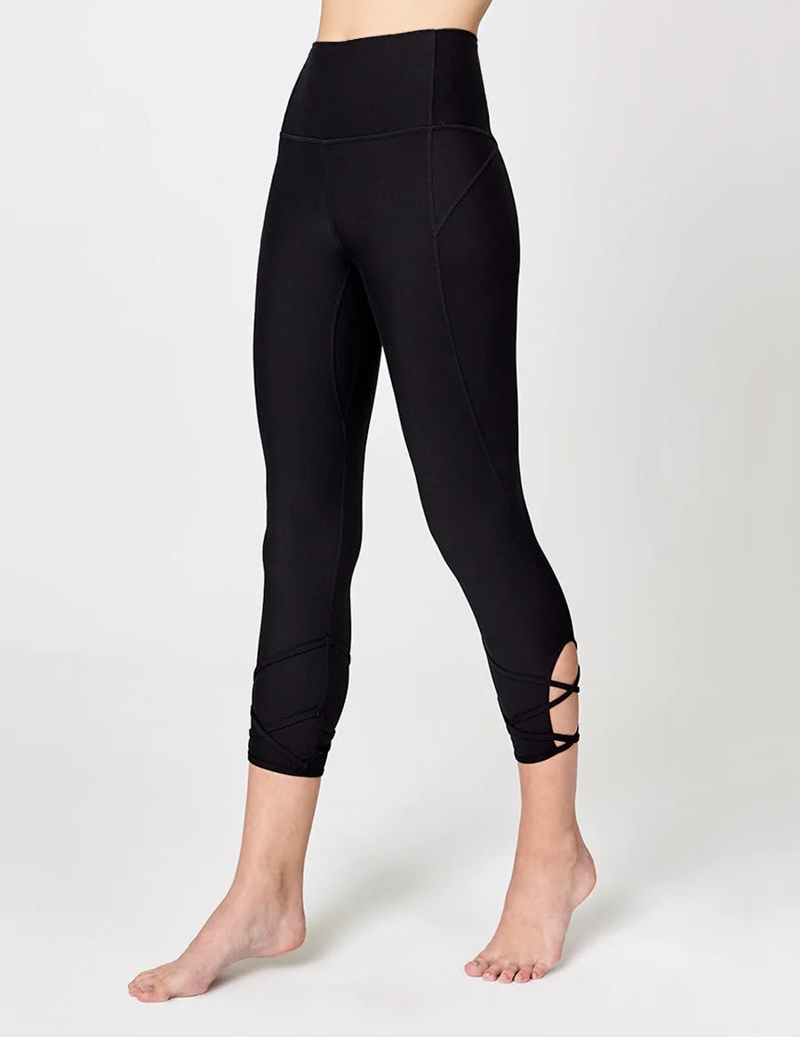 easyoga LA-VEDA Lattice Cropped Tights - L1 Black