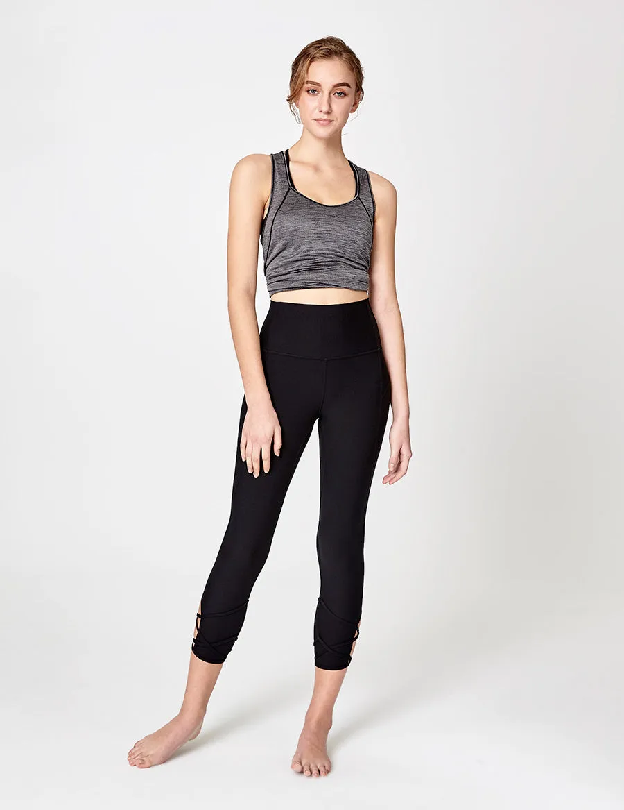 easyoga LA-VEDA Lattice Cropped Tights - L1 Black