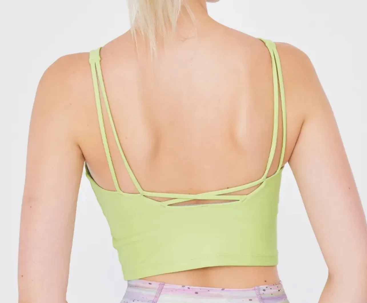 easyoga Lespiro Double Strap X Cropped Tank - G35 Melon Green