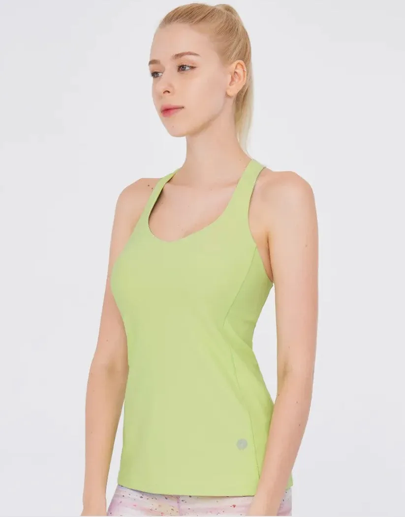 easyoga Lespiro Pentagram Collar Tank - G35 Melon Green