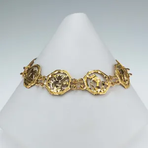 Egyptian Motif Link 7.75" Bracelet in 18K Yellow Gold