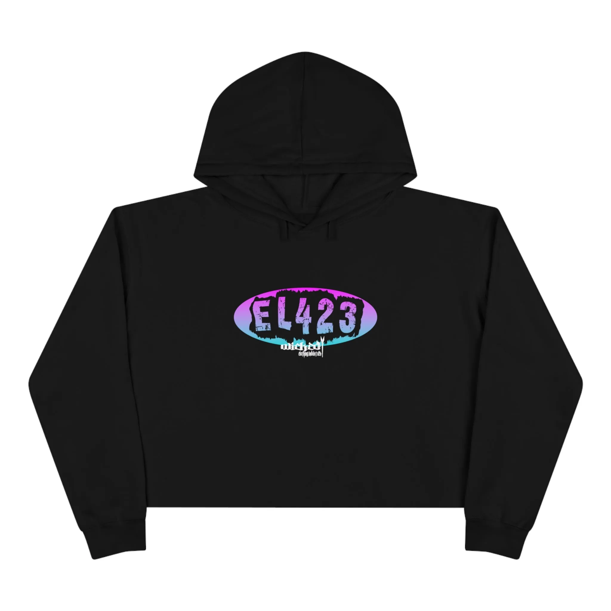 EL 423 Alternative/ Berry Color / Black Cropped Hoodie