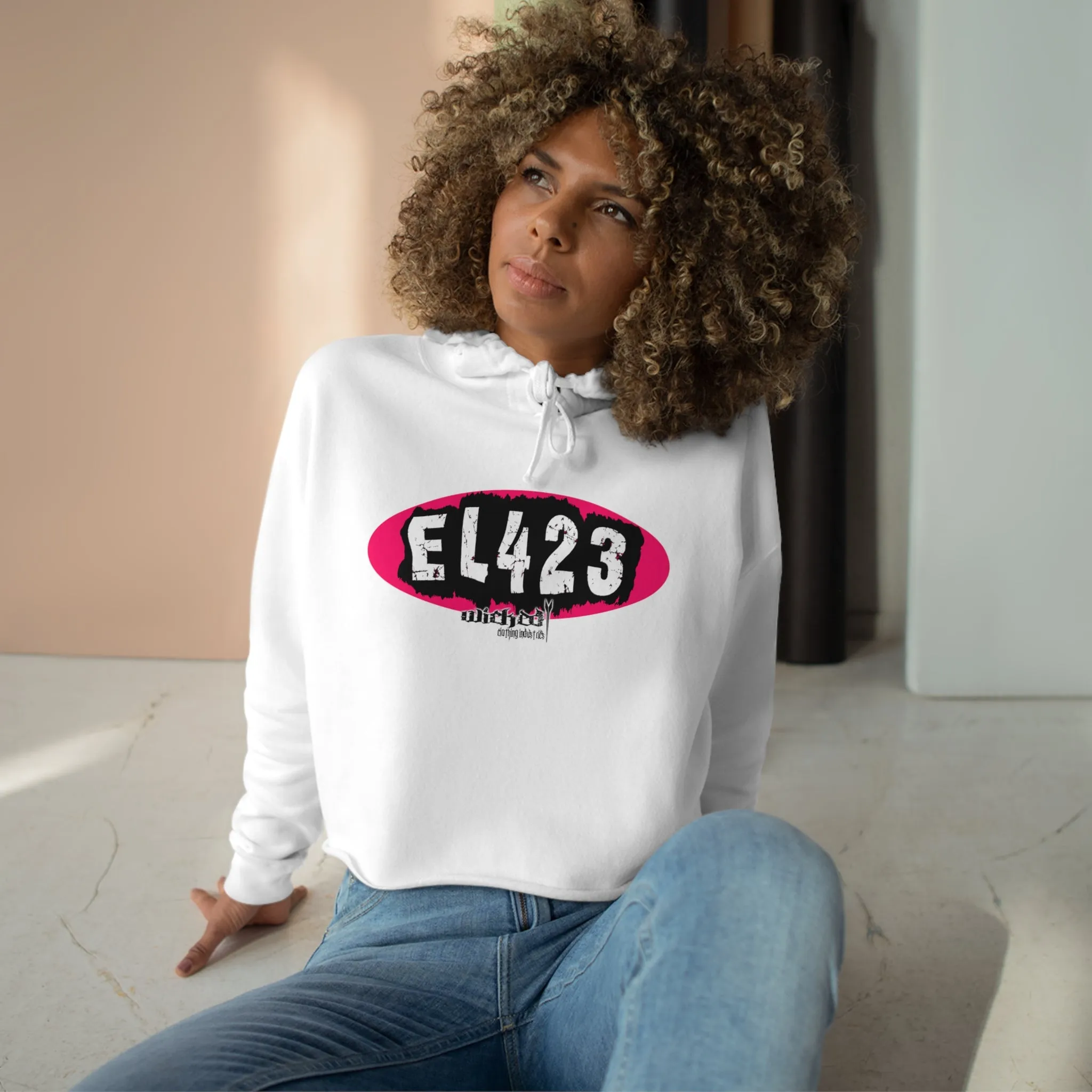 EL 423 Alternative Hot Pink/White Crop Hoodie
