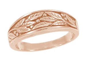 Elaia 14 Karat Rose Gold Engraved Olive Leaves Ring