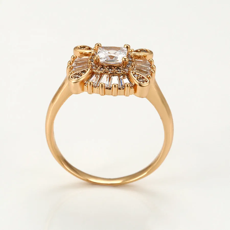 Elegant 18k Gold Plated CZ Diamond Ring
