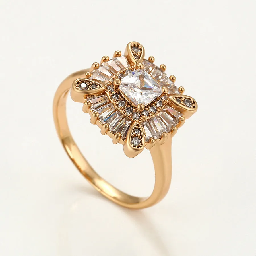 Elegant 18k Gold Plated CZ Diamond Ring