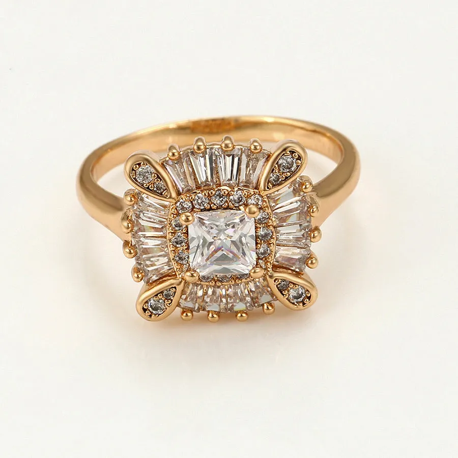 Elegant 18k Gold Plated CZ Diamond Ring