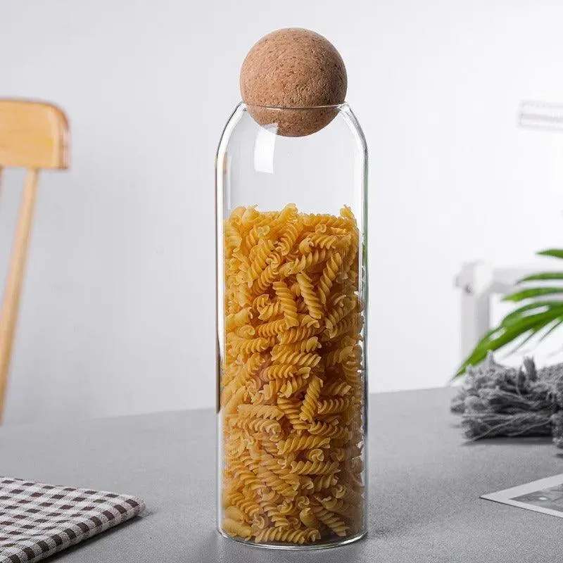 Elegant Glass Storage Jars with Cork Lids