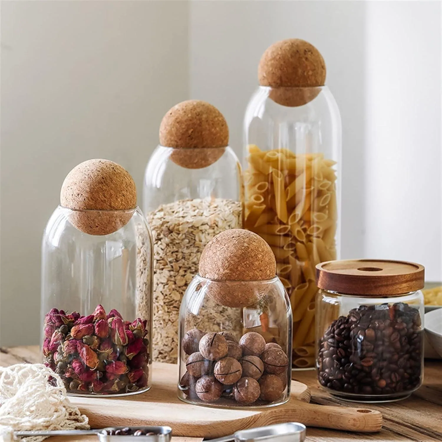 Elegant Glass Storage Jars with Cork Lids