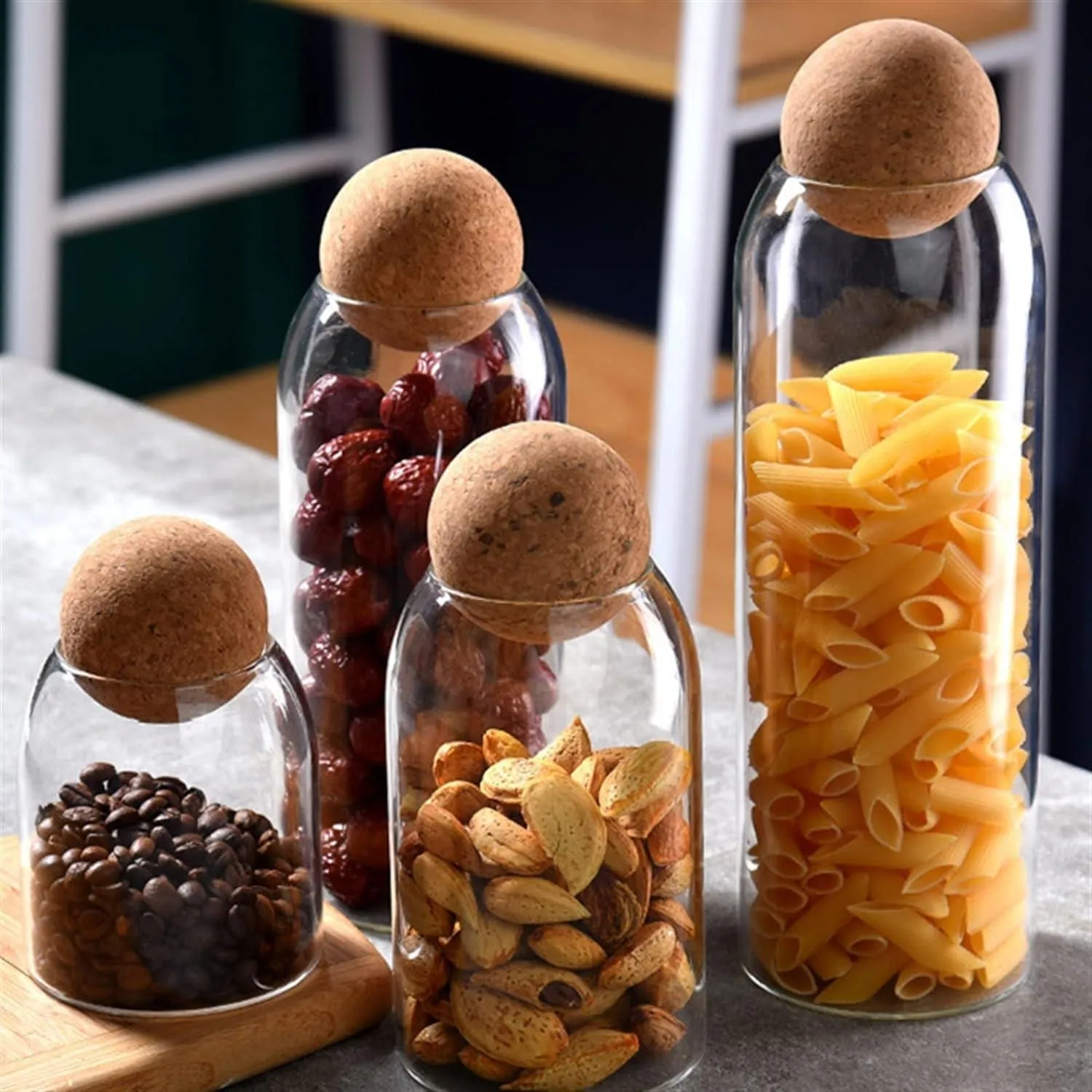 Elegant Glass Storage Jars with Cork Lids