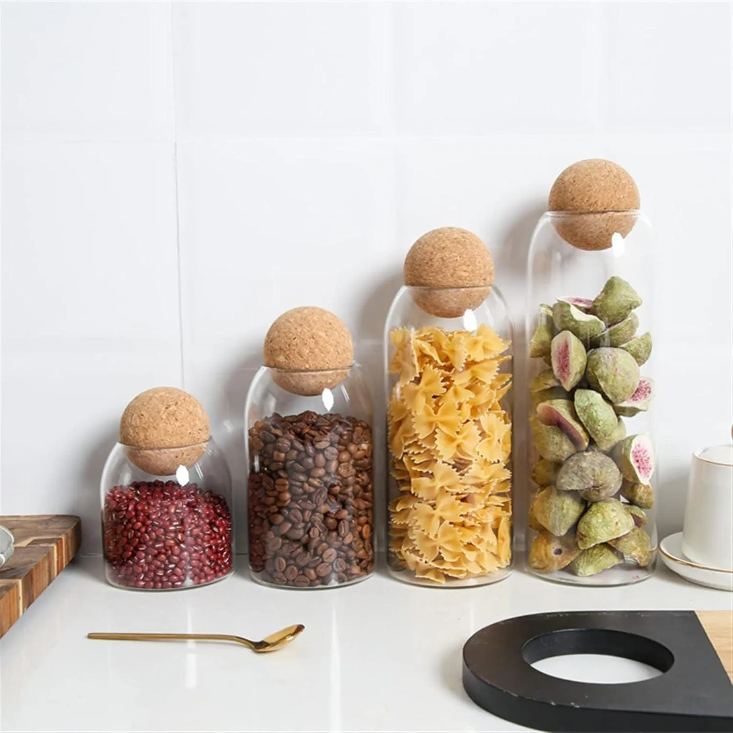 Elegant Glass Storage Jars with Cork Lids