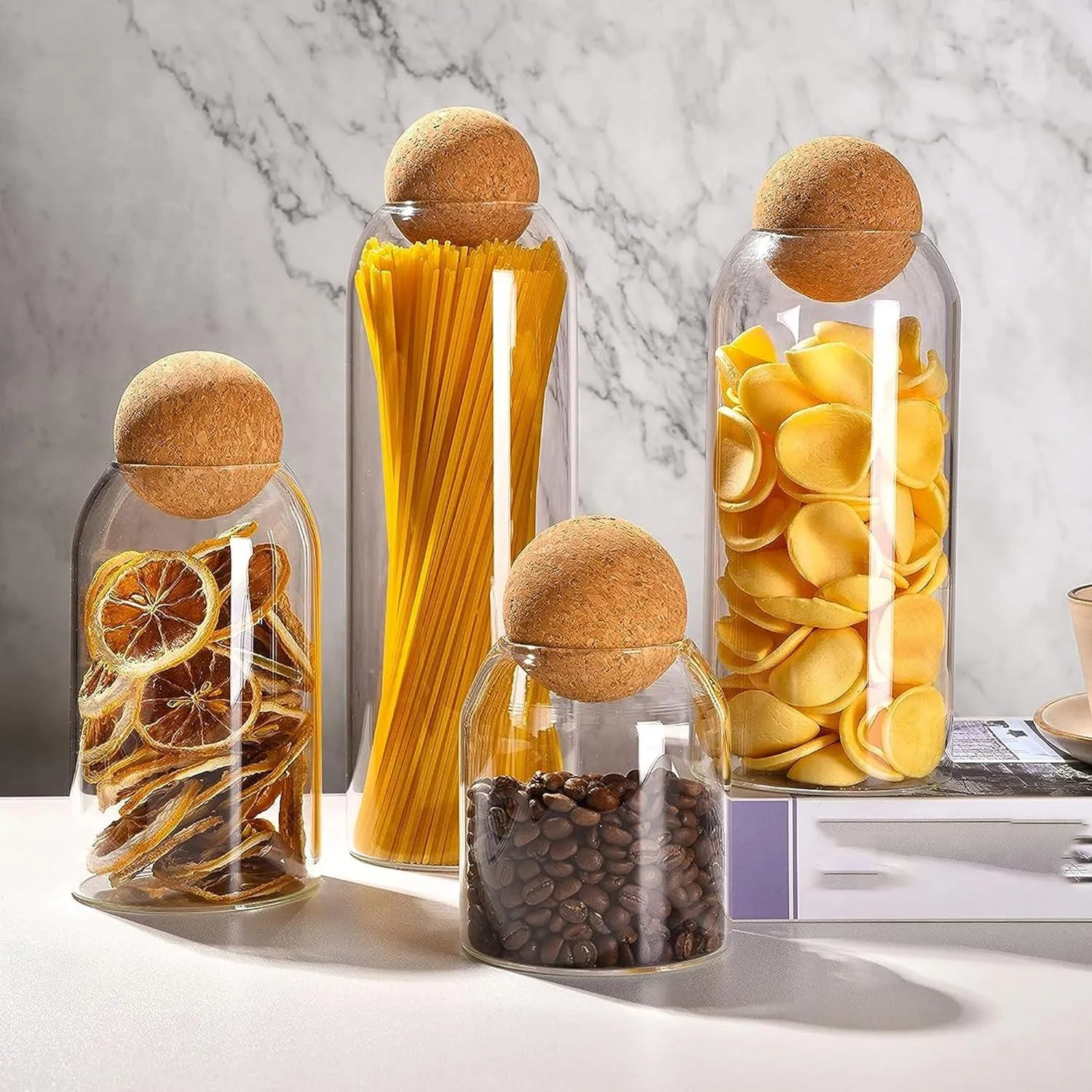 Elegant Glass Storage Jars with Cork Lids
