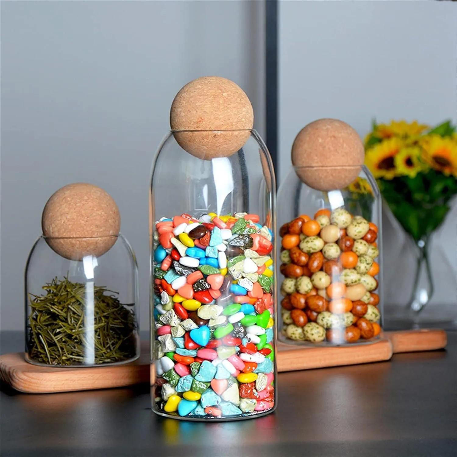 Elegant Glass Storage Jars with Cork Lids