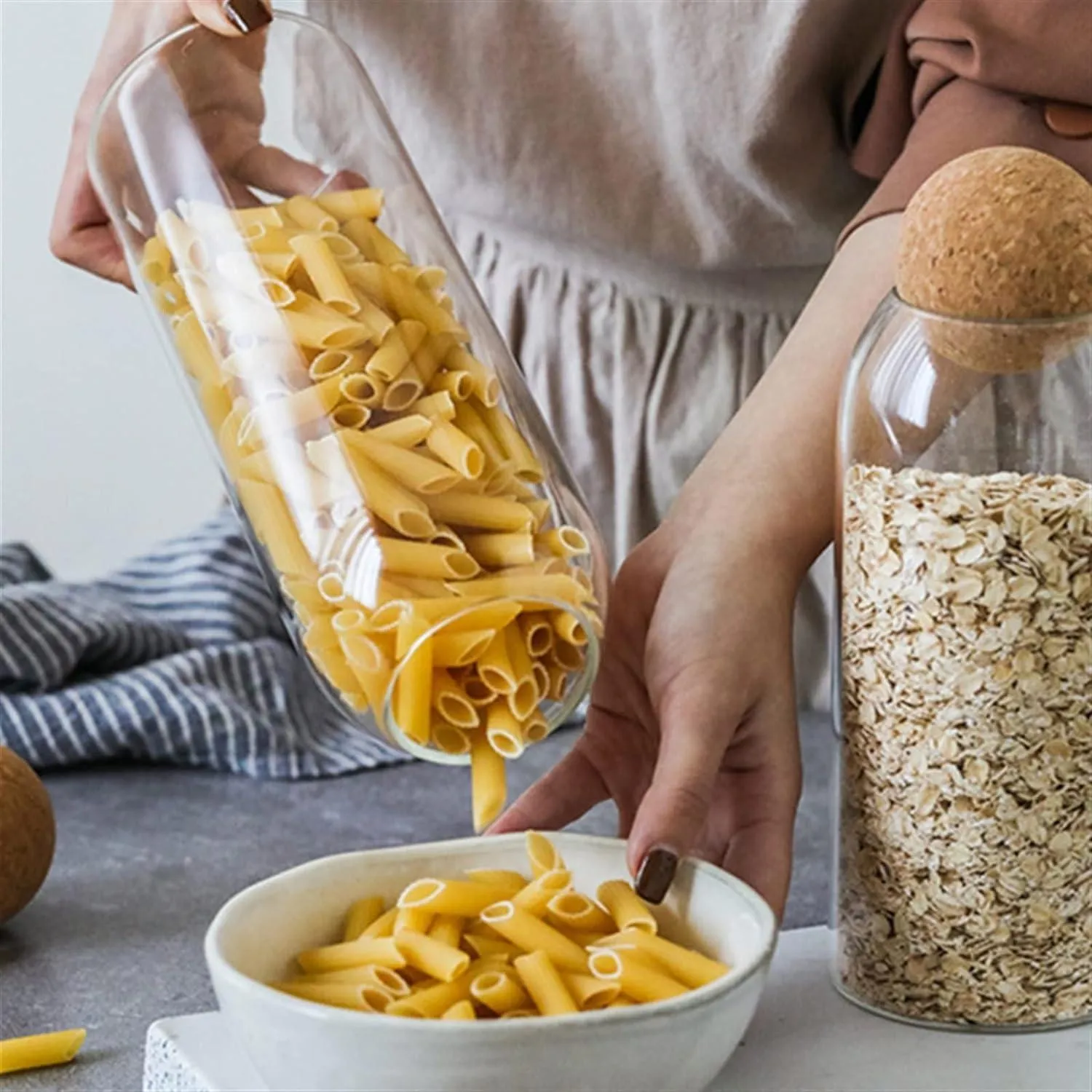 Elegant Glass Storage Jars with Cork Lids