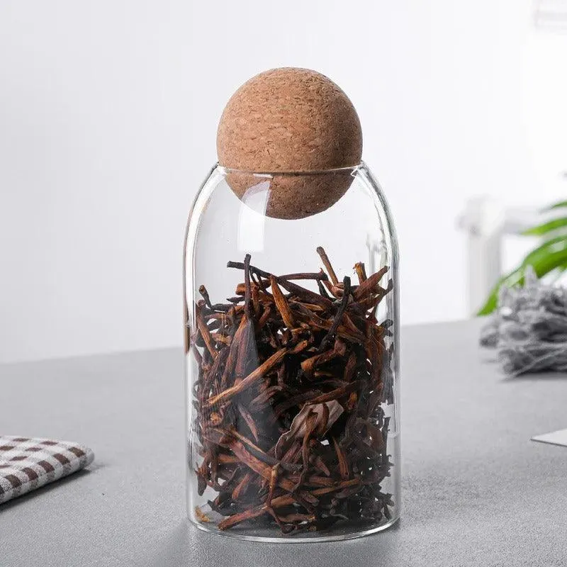 Elegant Glass Storage Jars with Cork Lids