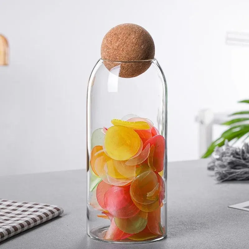 Elegant Glass Storage Jars with Cork Lids