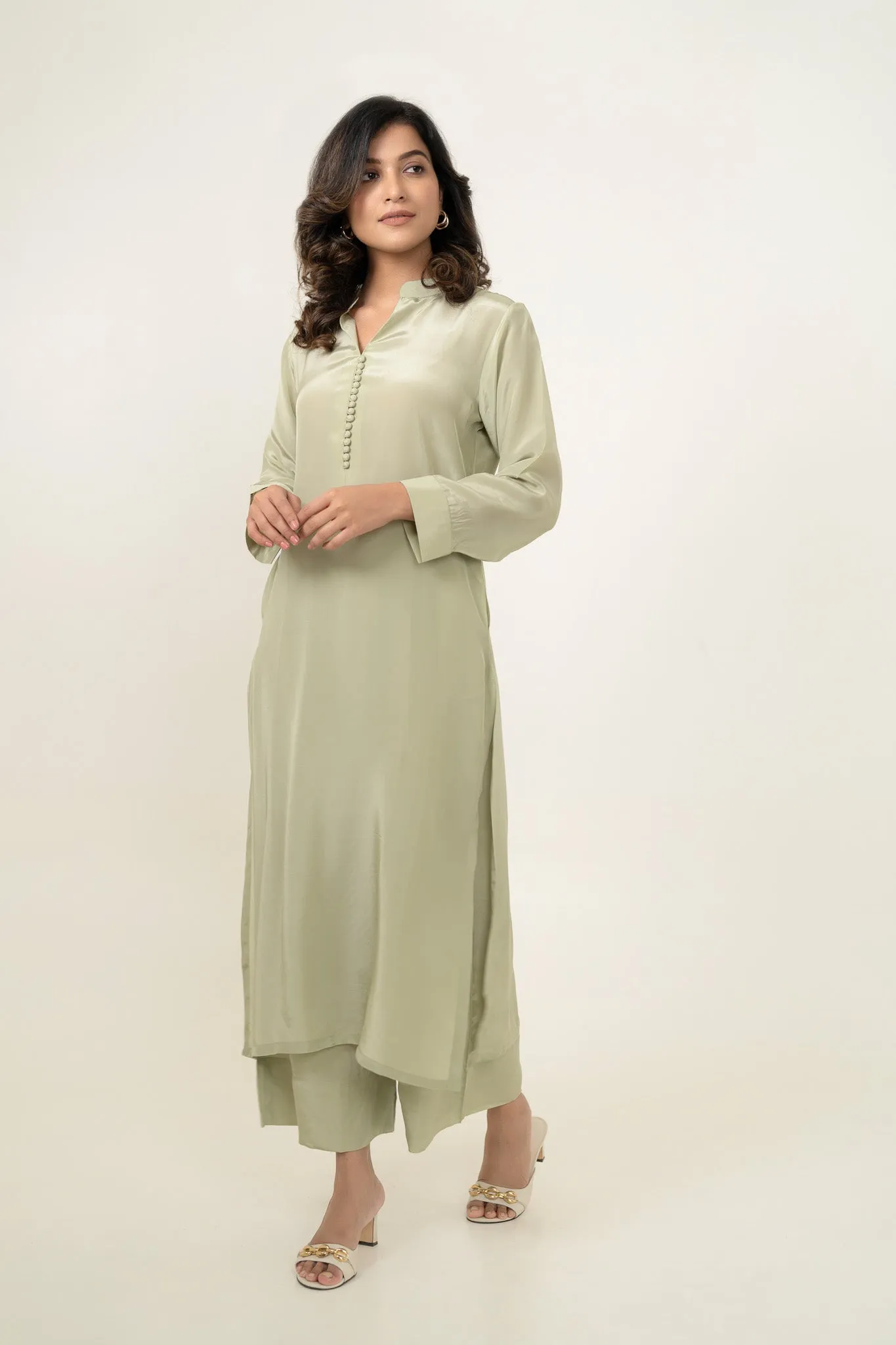 Elegant Pista Green Kurta Set