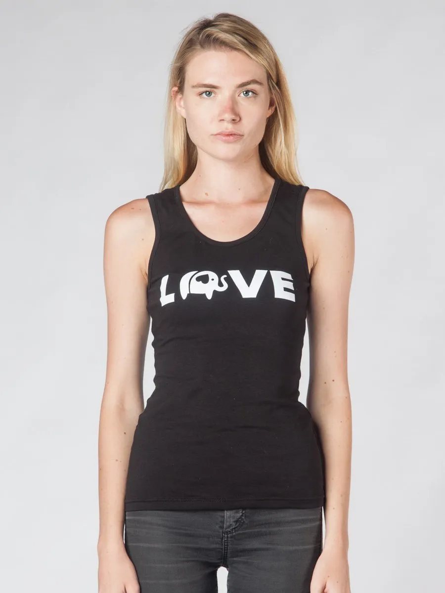 Elephant Love Black Tank Top