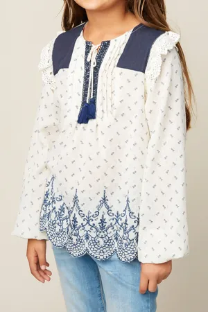 Embroidered Bell Sleeved Blouse (Daughter: Mommy and Me)