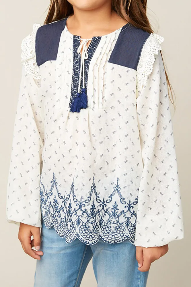 Embroidered Bell Sleeved Blouse (Daughter: Mommy and Me)