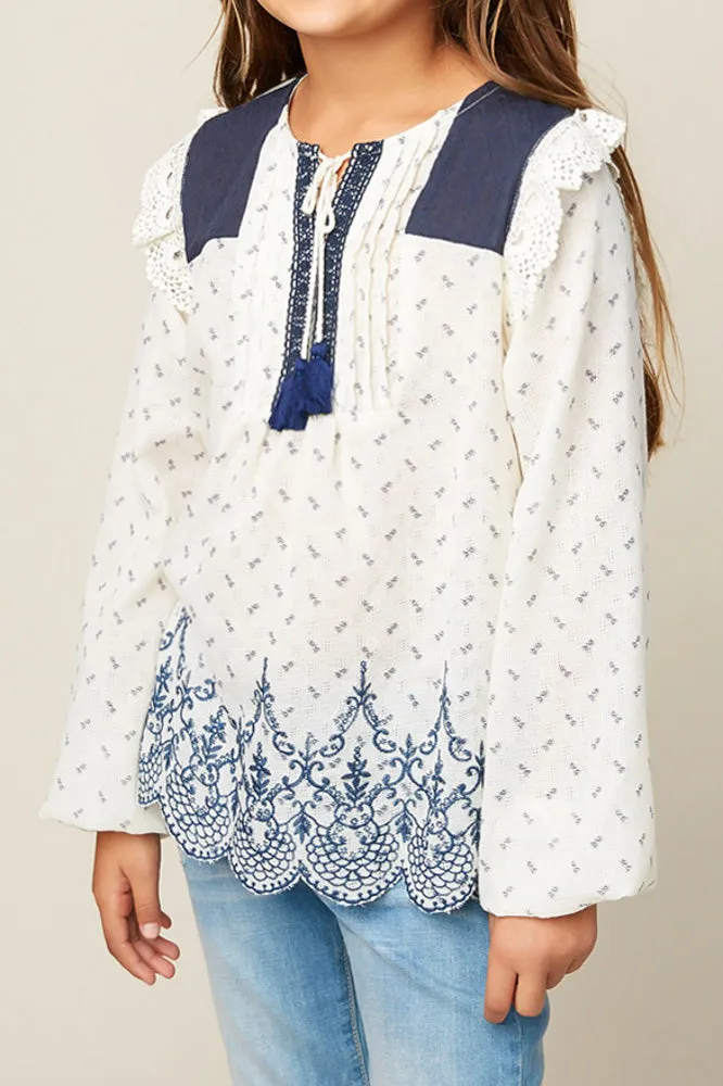 Embroidered Bell Sleeved Blouse (Daughter: Mommy and Me)