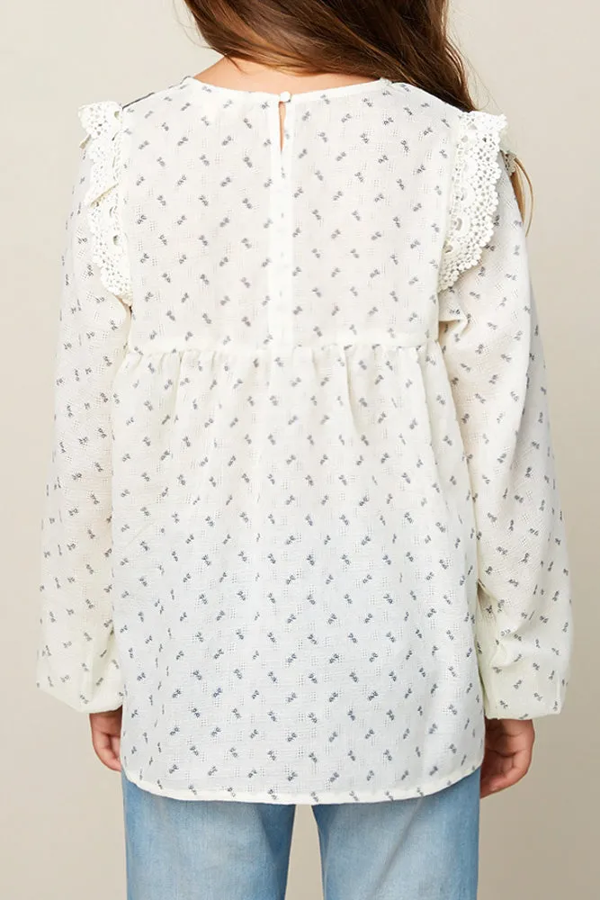 Embroidered Bell Sleeved Blouse (Daughter: Mommy and Me)
