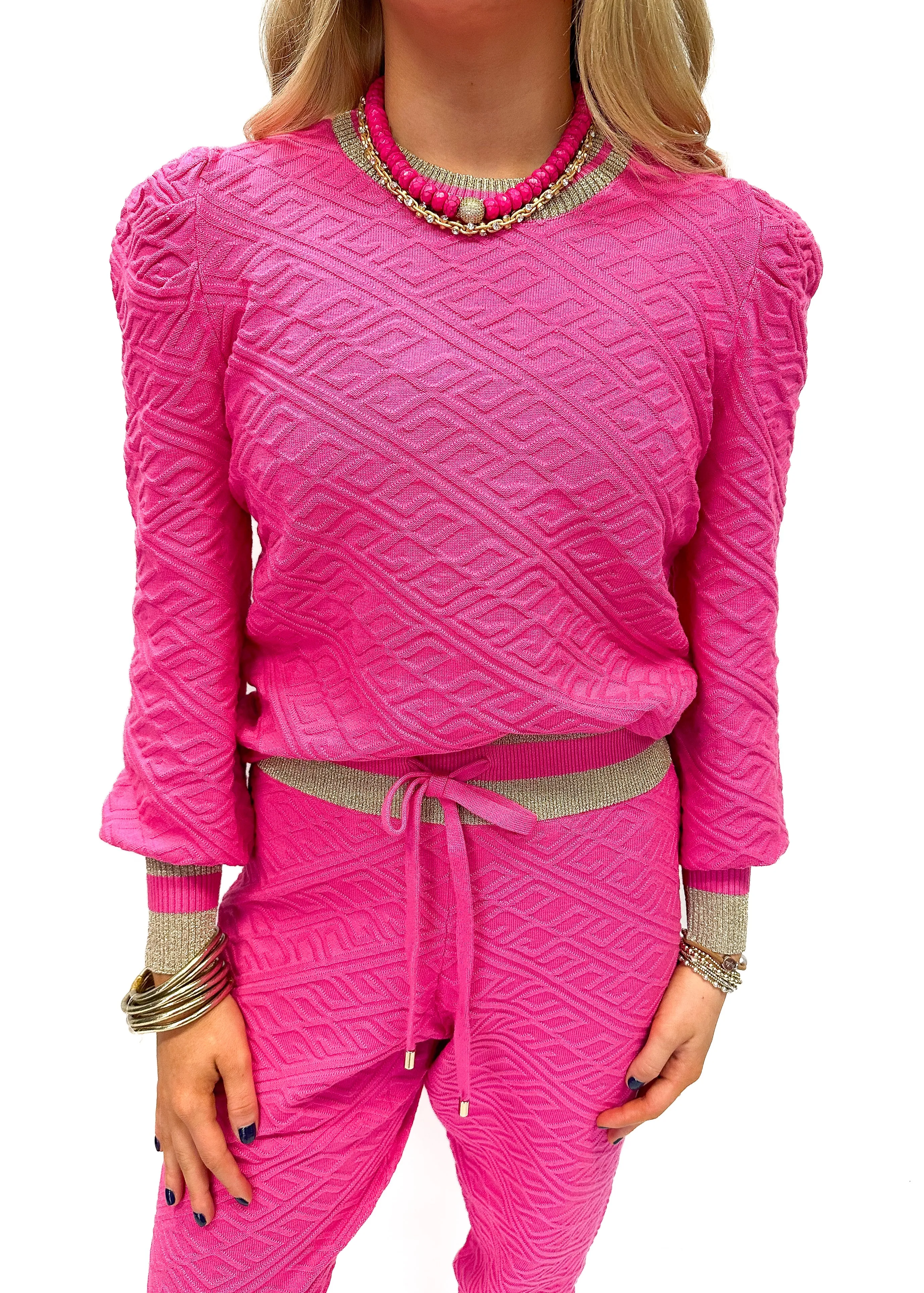 Emily McCarthy Julia Sweater - Rose Monogram Knit