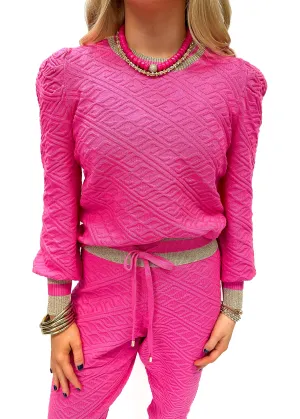 Emily McCarthy Julia Sweater - Rose Monogram Knit