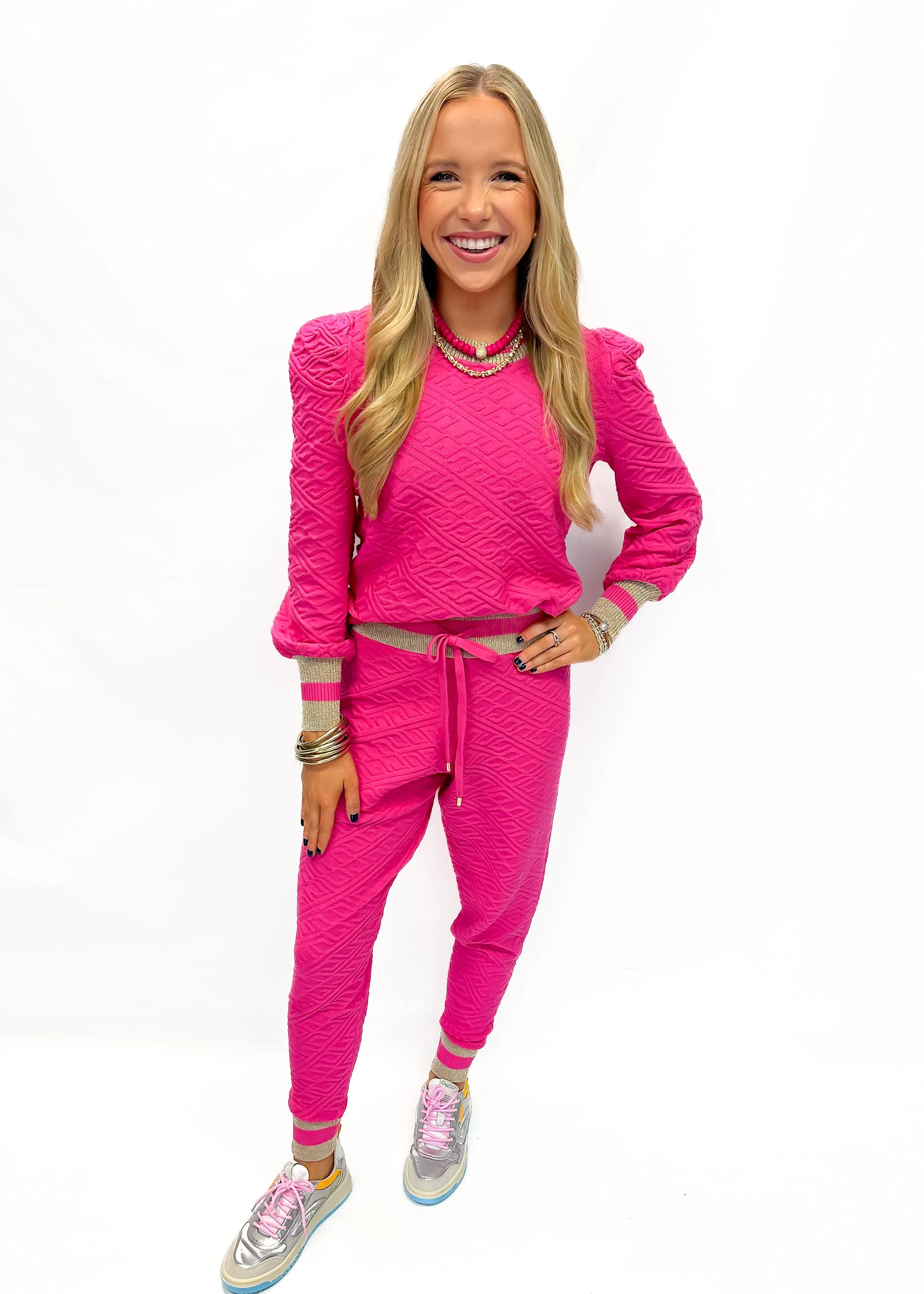 Emily McCarthy Julia Sweater - Rose Monogram Knit