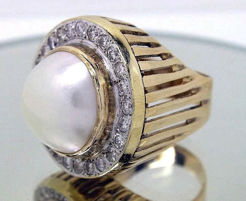 Estate Mabe Pearl & Diamond Ring