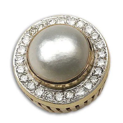 Estate Mabe Pearl & Diamond Ring