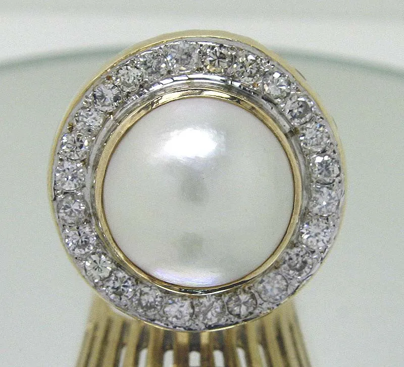 Estate Mabe Pearl & Diamond Ring