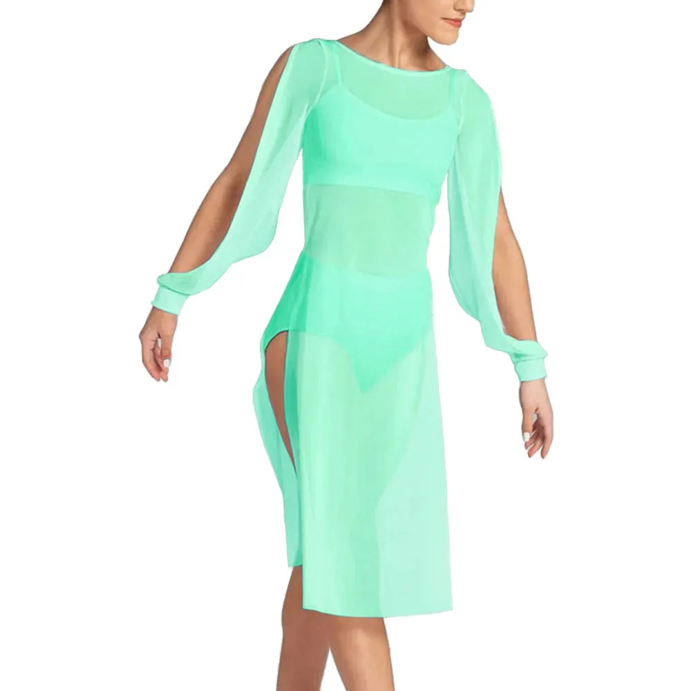 Ethereal Elegance: Mesh Puff Sleeve Dress for Women