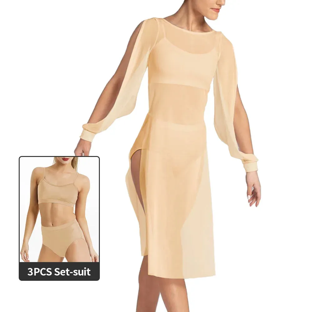 Ethereal Elegance: Mesh Puff Sleeve Dress for Women