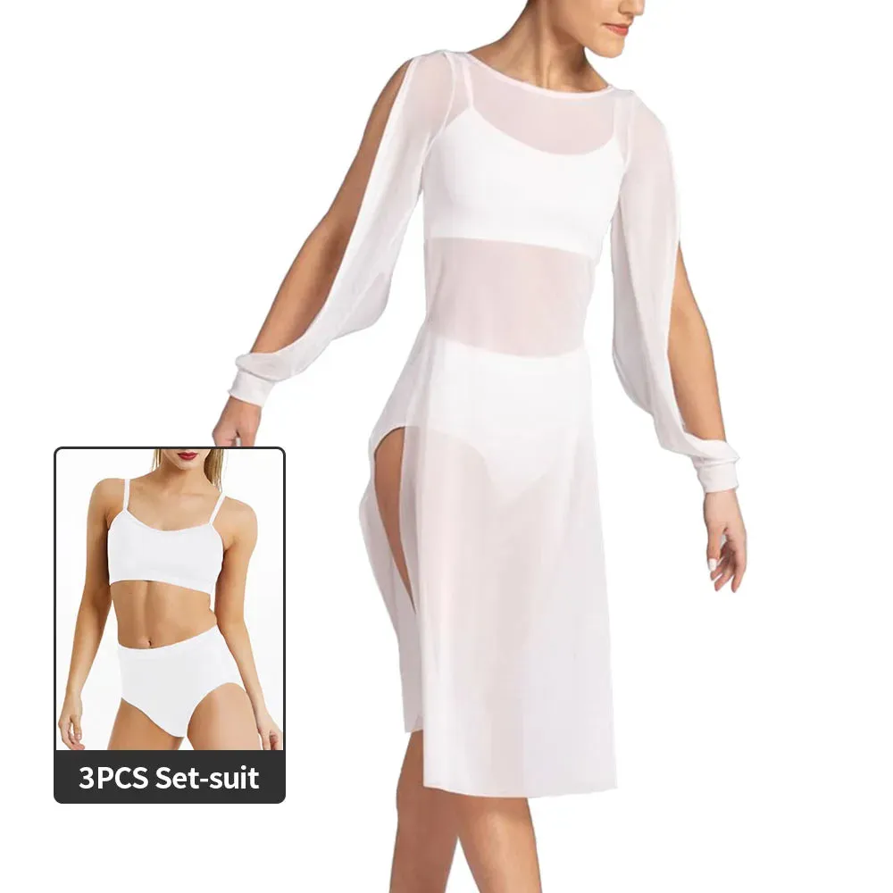 Ethereal Elegance: Mesh Puff Sleeve Dress for Women