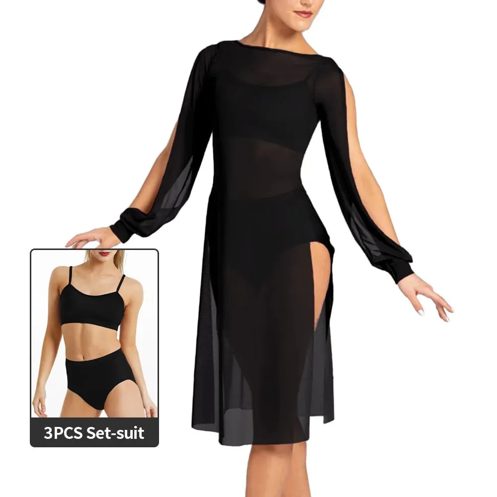 Ethereal Elegance: Mesh Puff Sleeve Dress for Women