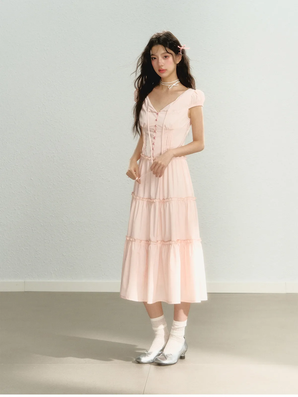 Ethereal Rose Tiered Dress