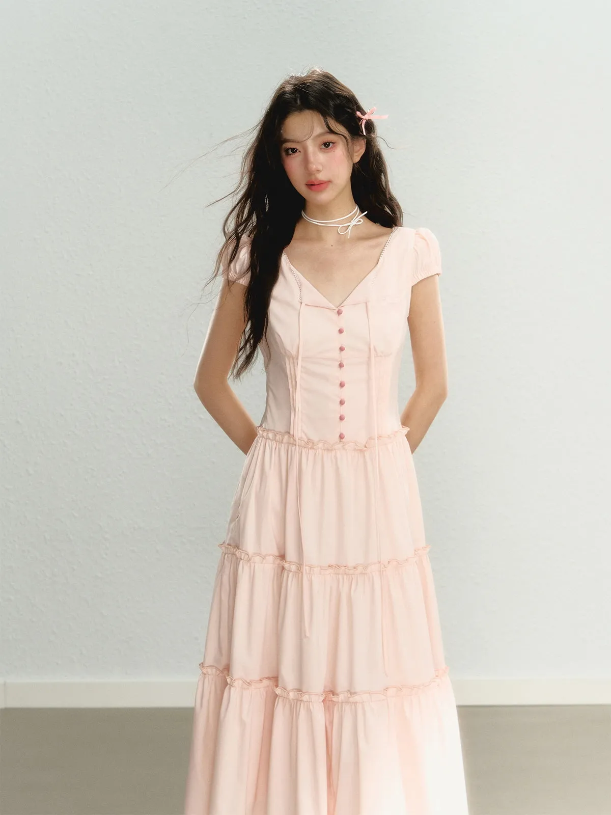 Ethereal Rose Tiered Dress