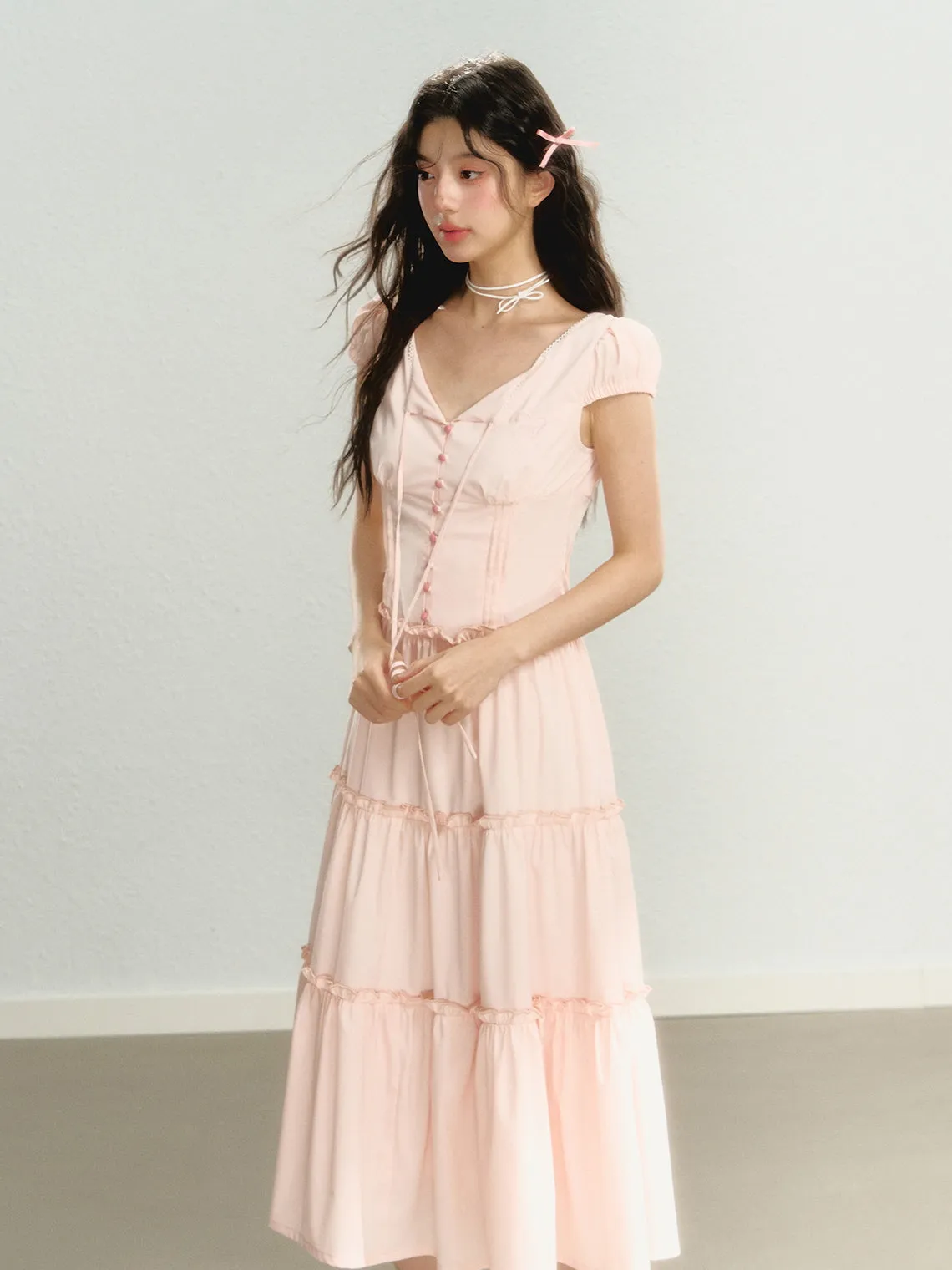 Ethereal Rose Tiered Dress