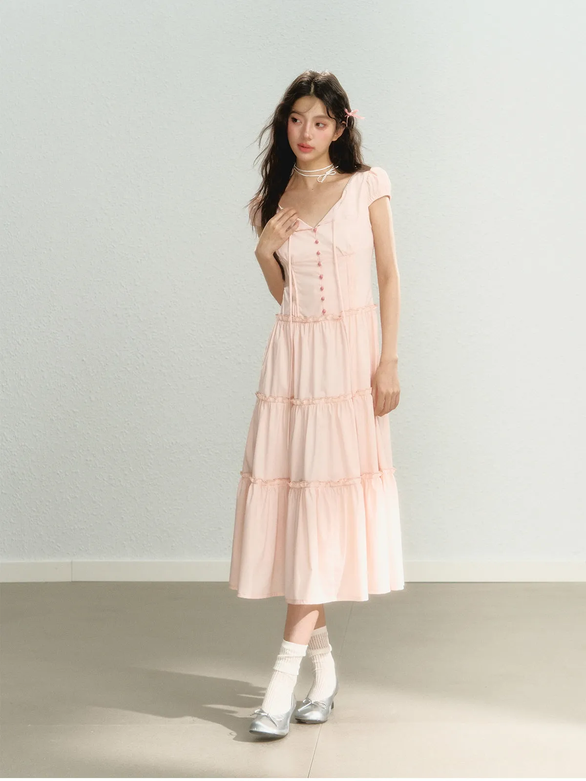Ethereal Rose Tiered Dress