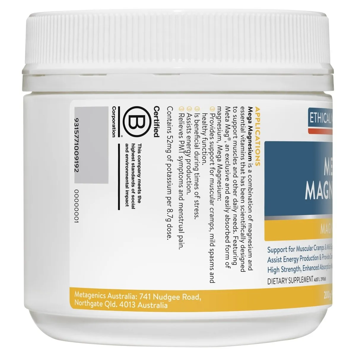 Ethical Nutrients Megazorb Mega Magnesium Powder Citrus 200g
